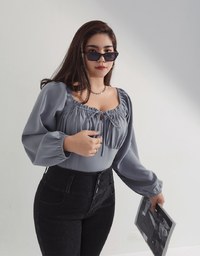 Sophisticated Ruched Tie-Front Top