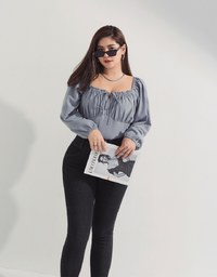 Sophisticated Ruched Tie-Front Top