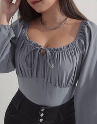 Sophisticated Ruched Tie-Front Top