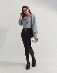 Sophisticated Ruched Tie-Front Top