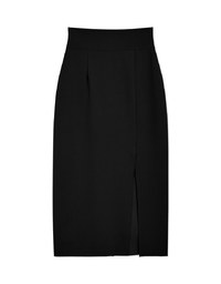 Stark Minimalism High Waisted Slimming Slit Midi Skirt