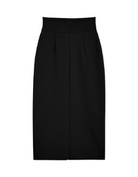 Stark Minimalism High Waisted Slimming Slit Midi Skirt