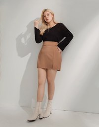 Stark Minimalism High Waisted Slimming Slit Skorts