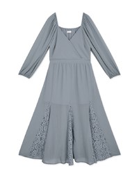 Classy Demure Splice Lace Sheer Maxi Dress