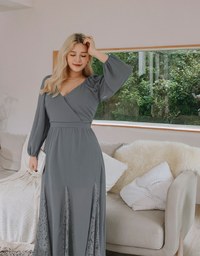 Classy Demure Splice Lace Sheer Maxi Dress