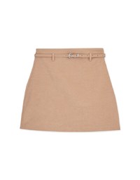 High Waisted Suede A-Line Mini Skirt (With Belt)