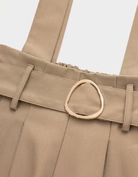 2Way High Waisted Pleated Wide Leg Pants (With Belt)