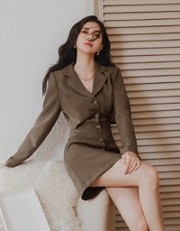 Modern Twist Hollow-Back Suit Mini Dress