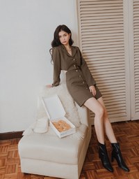 Modern Twist Hollow-Back Suit Mini Dress