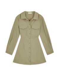 Cargo Style-Inspired Back-Hollow Mini Shirt Dress