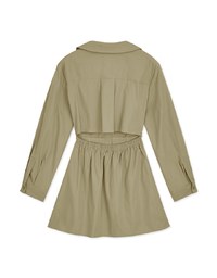 Cargo Style-Inspired Back-Hollow Mini Shirt Dress
