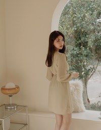 Voguish Layered Pleated Tie-Side Mini Dress