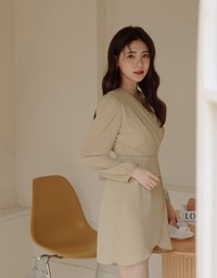 Voguish Layered Pleated Tie-Side Mini Dress