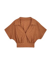 Embroidered Low-cut Lapel Crop Top