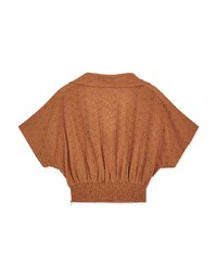Embroidered Low-cut Lapel Crop Top