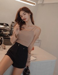 Set Wear One Shoulder Camisole Padded Bra Top + Cardigan