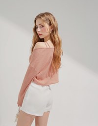 Set Wear One Shoulder Camisole Padded Bra Top + Cardigan
