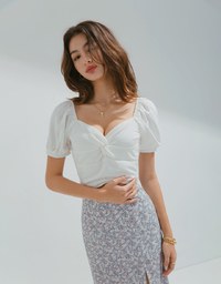 2WAY Finest Knot Puff Sleeve Crop Top