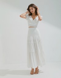 Boho-Chic Layered Splice Slit Maxi Skirt