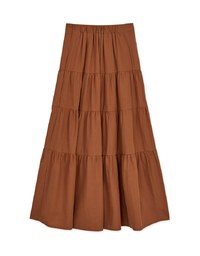 Boho-Chic Layered Splice Slit Maxi Skirt