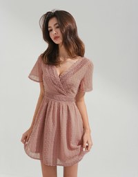 BohèmeLace Trim Pin-Dot Mini Dress
