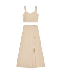 Sweetheart Neckline Padded Top + Maxi Skirt Set Wear (With Padding)