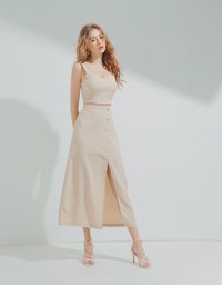 Sweetheart Neckline Padded Top + Maxi Skirt Set Wear (With Padding)