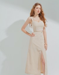 Sweetheart Neckline Padded Top + Maxi Skirt Set Wear (With Padding)