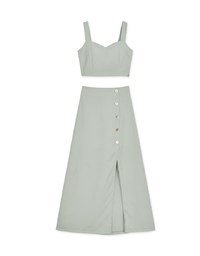 Sweetheart Neckline Padded Top + Maxi Skirt Set Wear (With Padding)