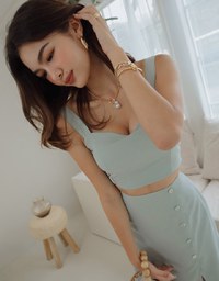 Sweetheart Neckline Padded Top + Maxi Skirt Set Wear (With Padding)