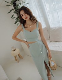 Sweetheart Neckline Padded Top + Maxi Skirt Set Wear (With Padding)