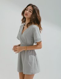 Exquisite Striped Lace Playsuit