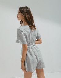 Exquisite Striped Lace Playsuit