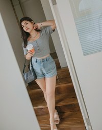 Finest Minimalistic Big U-Neck Crop Top