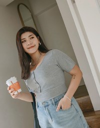 Finest Minimalistic Big U-Neck Crop Top