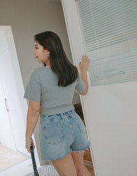 Finest Minimalistic Big U-Neck Crop Top