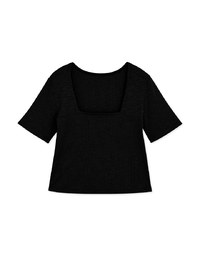 Minimalist Staple Square-Neck Knit Crop Top