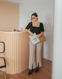 Minimalist Staple Square-Neck Knit Crop Top