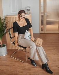 Minimalist Staple Square-Neck Knit Crop Top