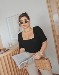 Minimalist Staple Square-Neck Knit Crop Top