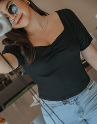 Finest Square Neck Front Scrunch Crop Top