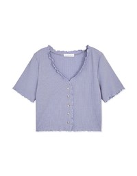 Refined Lettuce Hem Button Crop Top