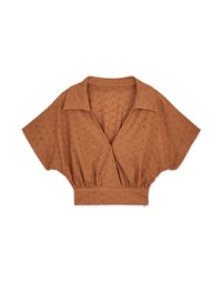 Embroidered Low-cut Lapel Crop Top