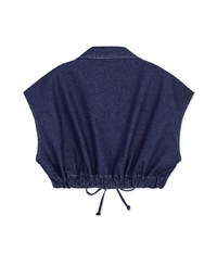 Casual Chic Drawstring Crop Denim Top