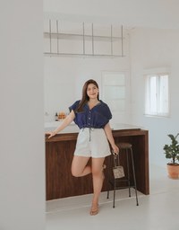 Casual Chic Drawstring Crop Denim Top