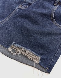 Finest Asymmetrical Ripped Denim Jeans Short