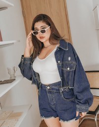 Finest Asymmetrical Ripped Denim Jeans Short