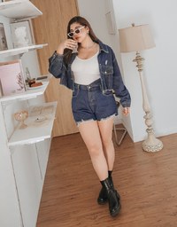 Finest Asymmetrical Ripped Denim Jeans Short