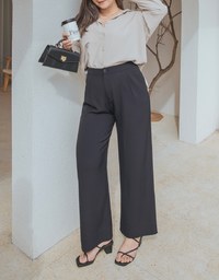 Sleek CEO Style Slimming Pleated Straight Suit Pants