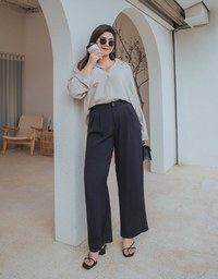 Sleek CEO Style Slimming Pleated Straight Suit Pants